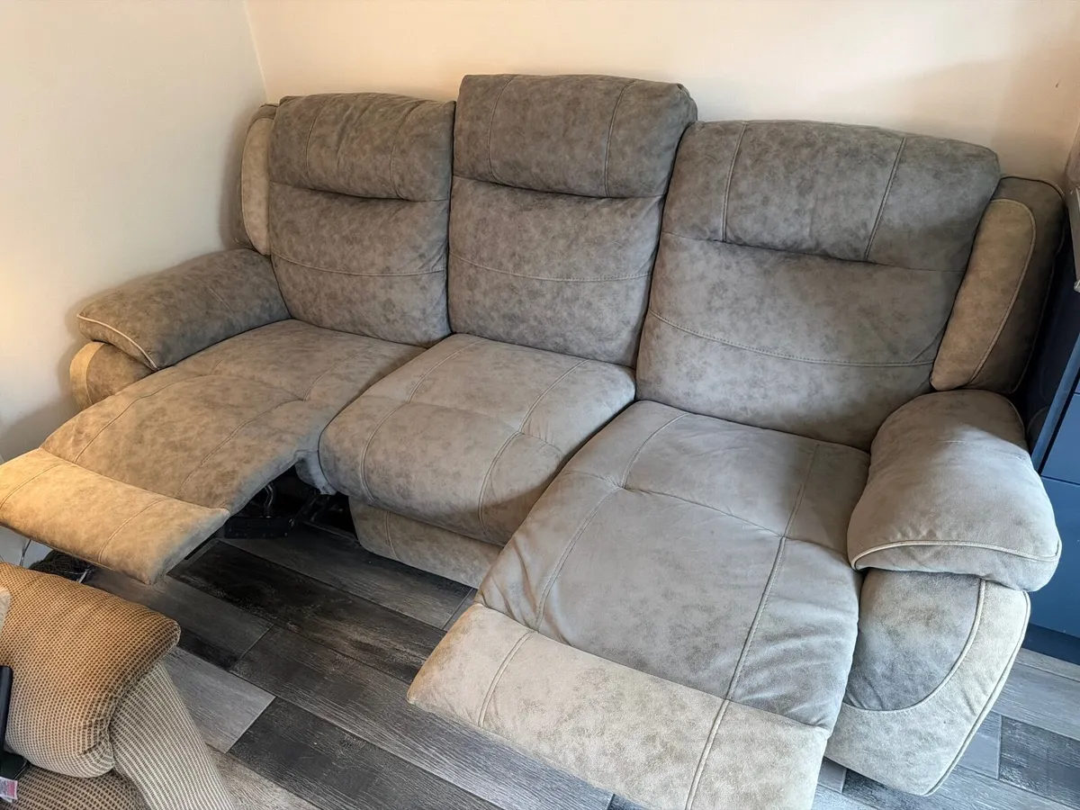 3-Seater Fabric Recliner Sofa - Image 2