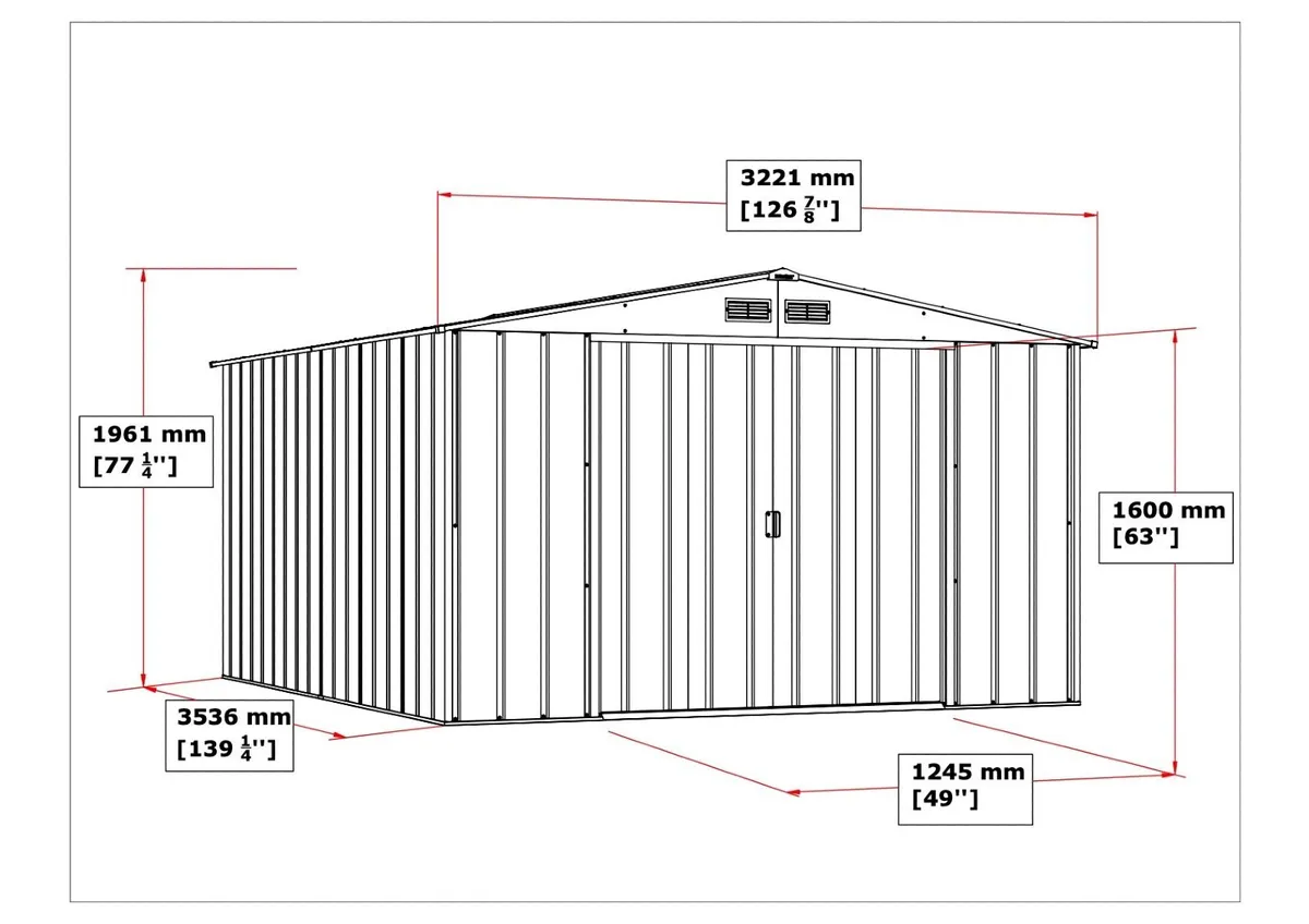 10×12 ECO Steel Garden Shed – Grey (with Free Floo - Image 3