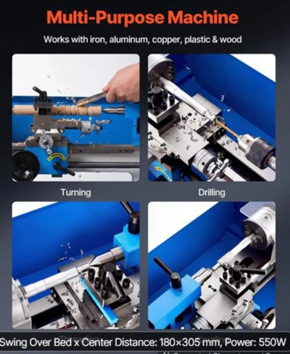 Metal Lathe 180x305mm 550W Benchtop Lathe Machine - Image 3