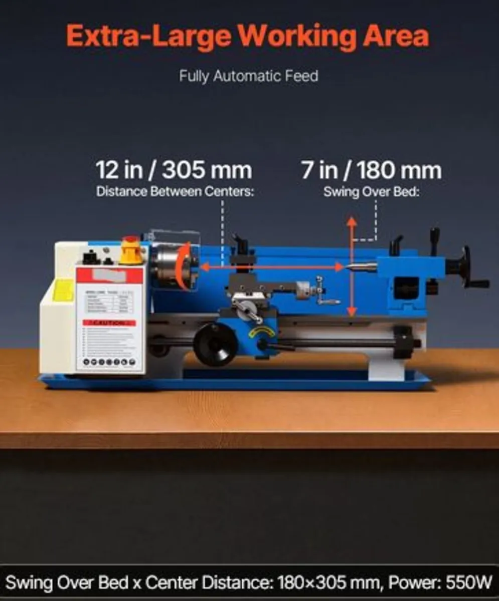 Metal Lathe 180x305mm 550W Benchtop Lathe Machine - Image 2