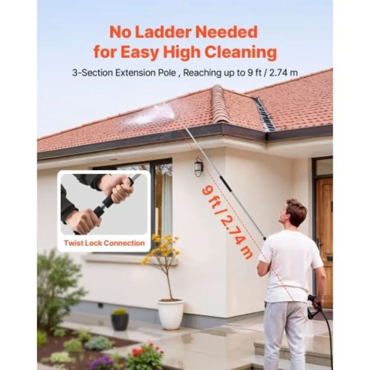 2.74 m Pressure Washer Telescoping Wand, 3-Section - Image 2