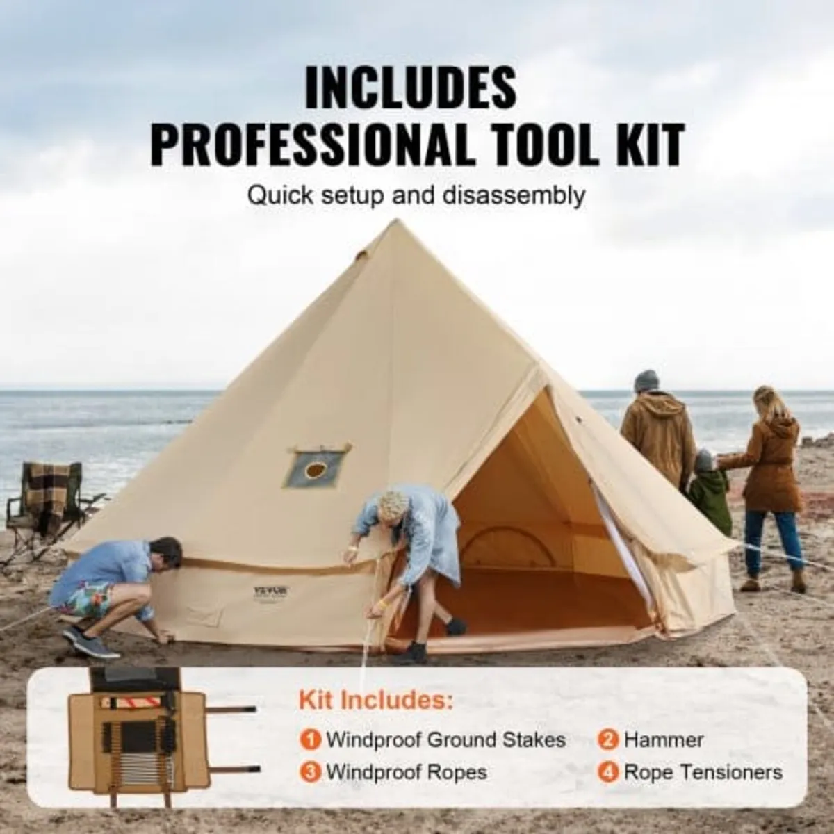 Canvas Bell Tent, 4 Seasons 5 m/16.4 ft Yurt Tent, - Image 3