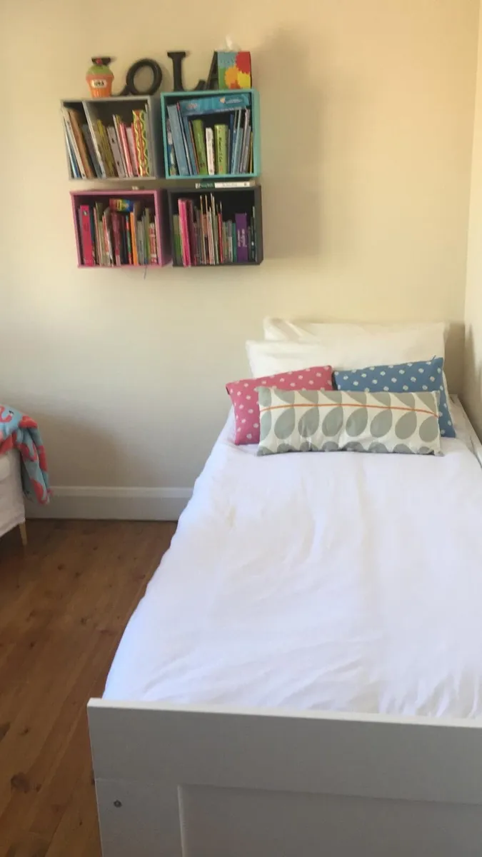 Ikea Brimnes Pull out Bed, 2 drawers. 2 mattresses - Image 1