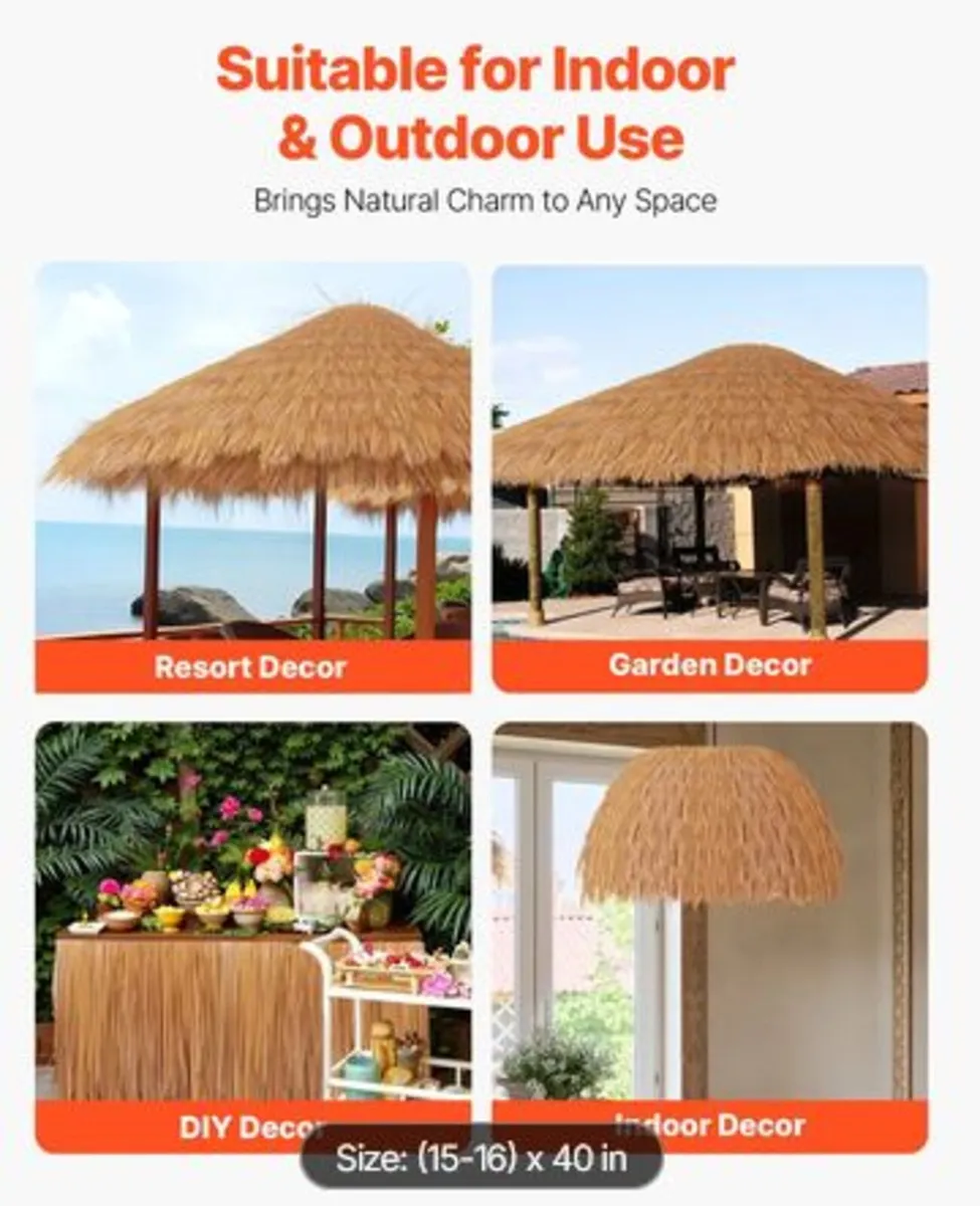 Artificial Thatch Grass Roof, 0.4 x 1 m Mexican - Image 3