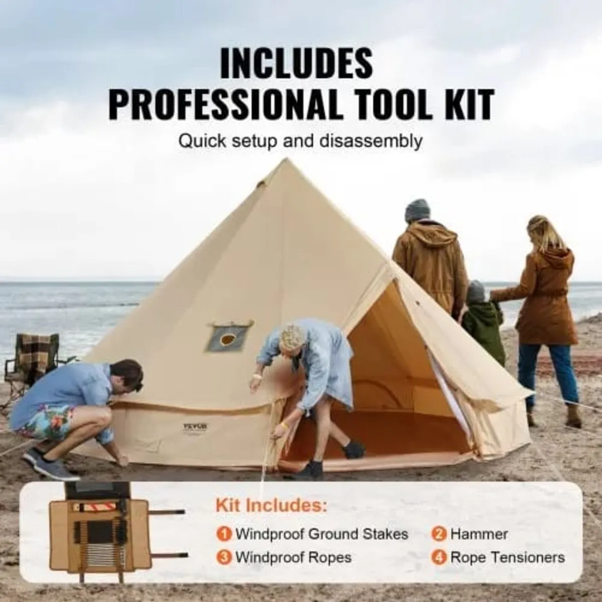 Canvas Bell Tent, 4 Seasons 3 m/9.8ft Yurt Tent, C - Image 2