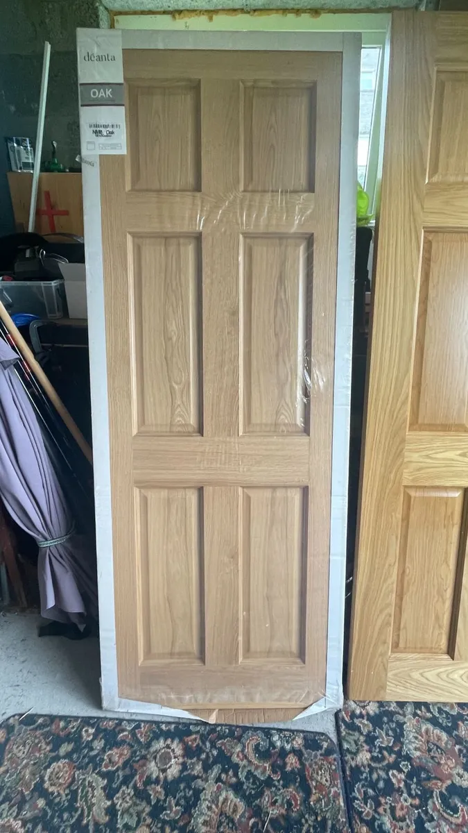 2 x Deanta Oak 6 Panel Internal Doors, Brand New - Image 1
