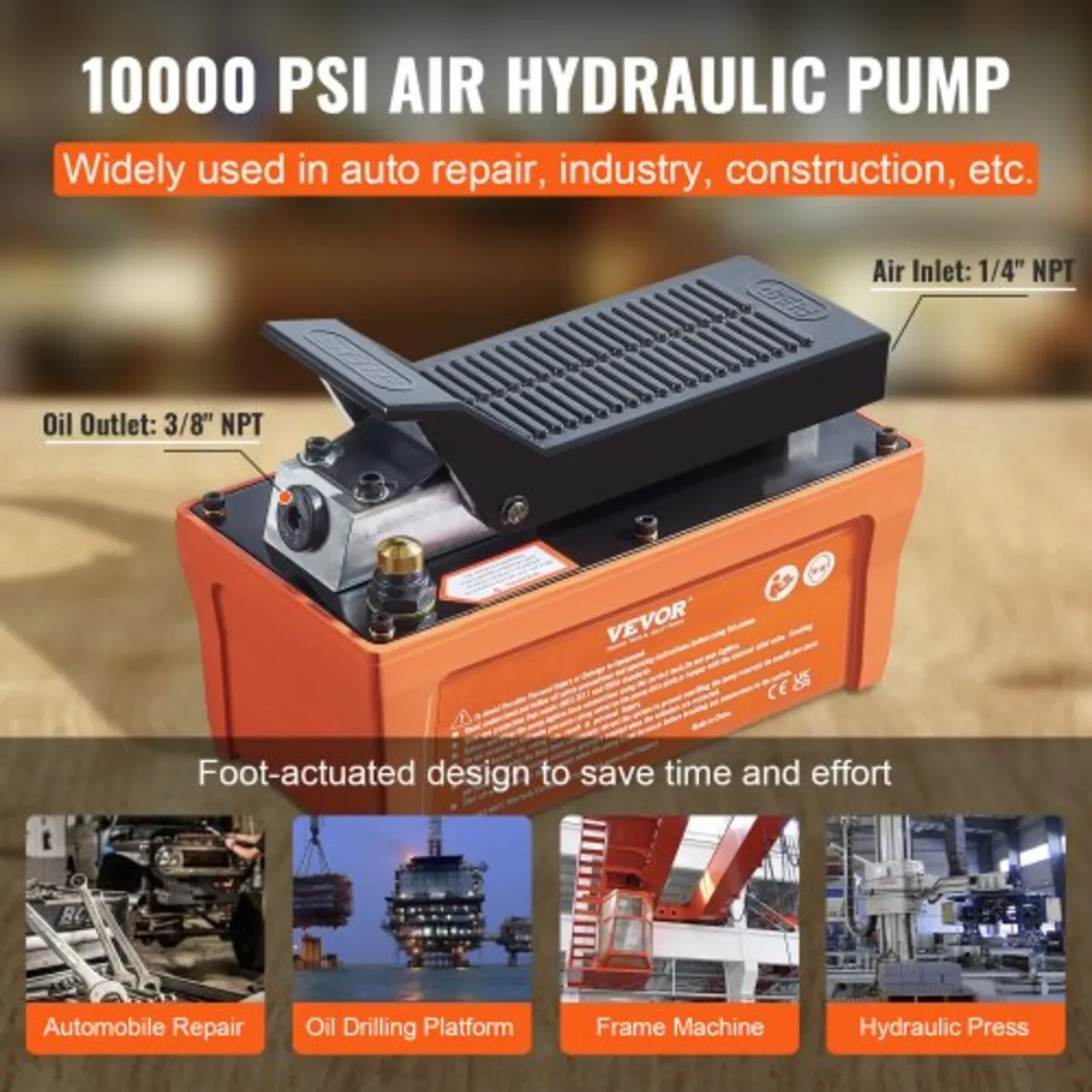 Air Hydraulic Pump, 6895 bar 1.9L Reservoir, NPT 1 - Image 3