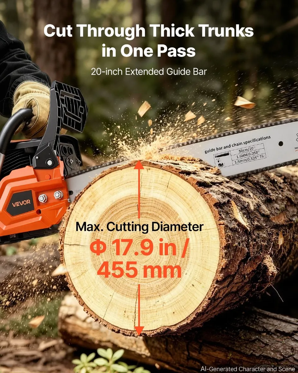 58cc Petrol Chainsaw with 20in Bar - Image 4