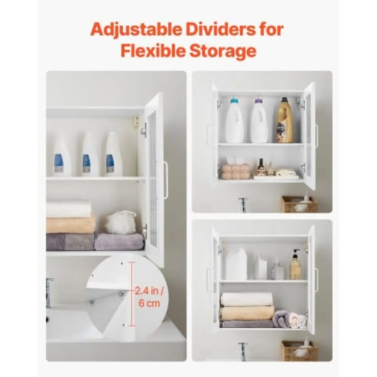 Laundry Room Wall Cabinet, 2-Tier Wall Mounted Cab - Image 3
