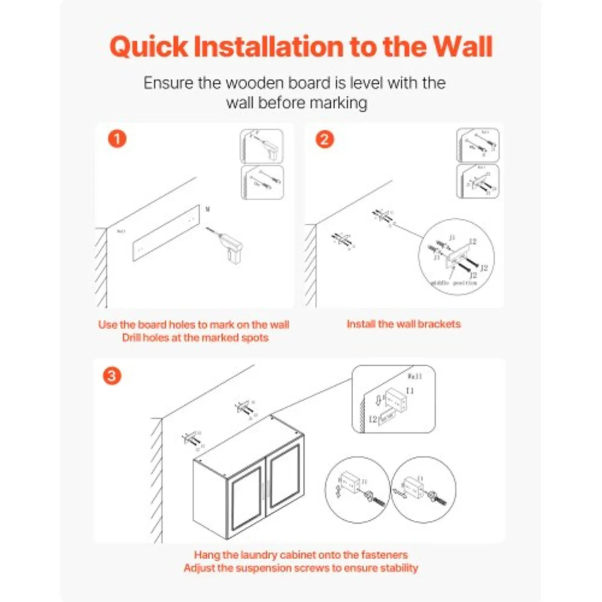 Laundry Room Wall Cabinet, 2-Tier Wall Mounted Cab - Image 4