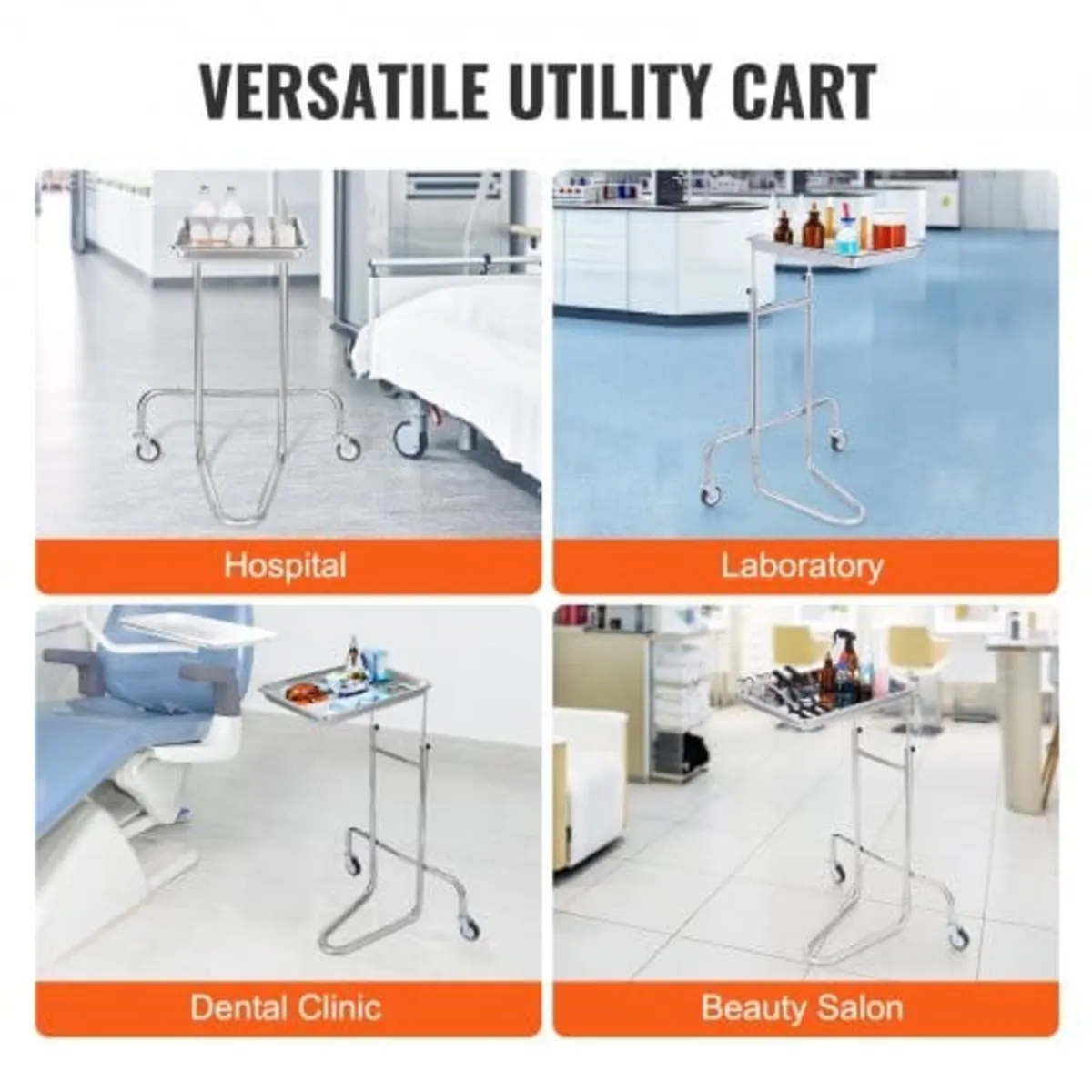 Stainless Steel Lab Carts, Lab Utility Cart with S - Image 3