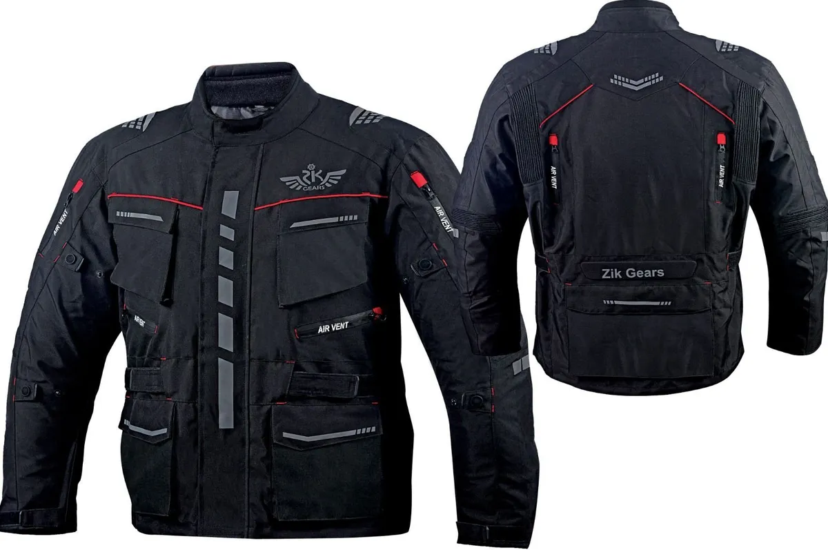 Black Cordura Motorcycle Touring Jacket - Image 2