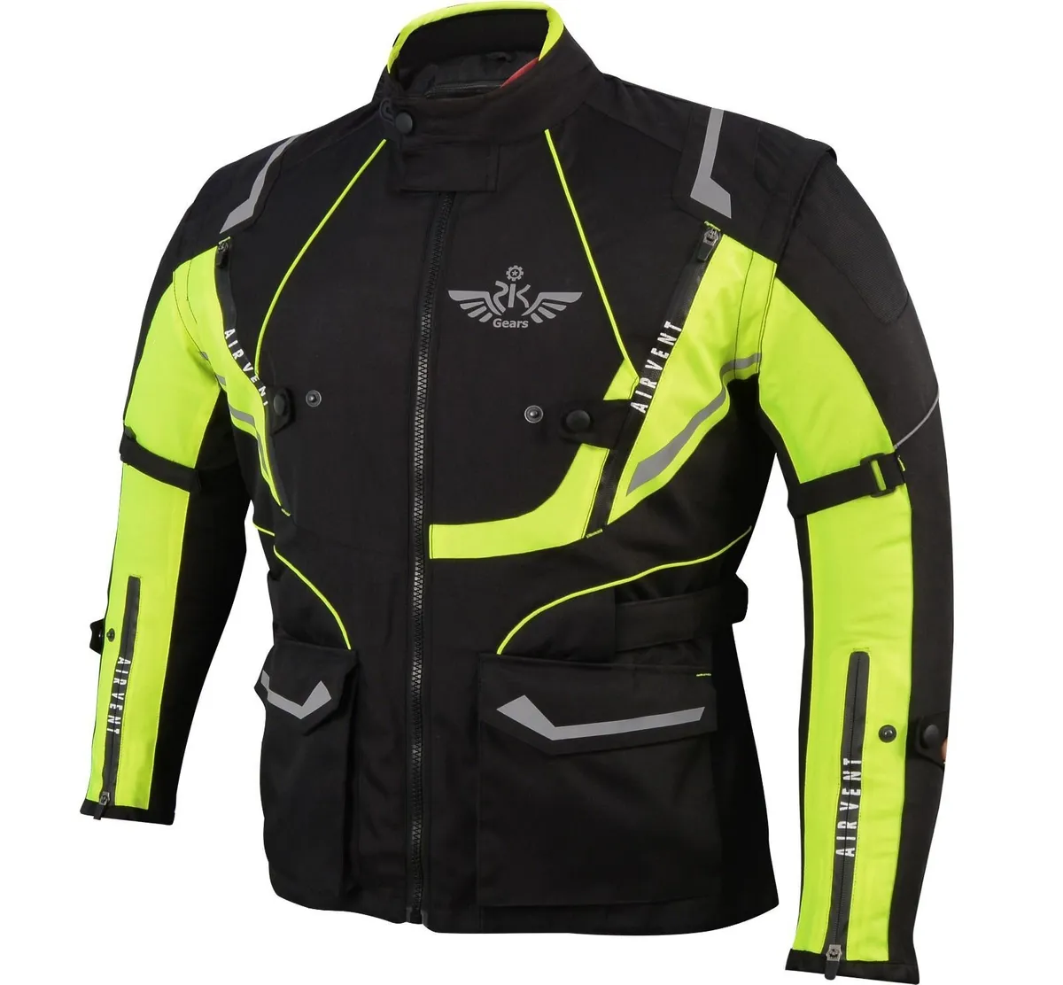 Black & Neon Yellow Cordura Motorcycle Jacket - Image 1