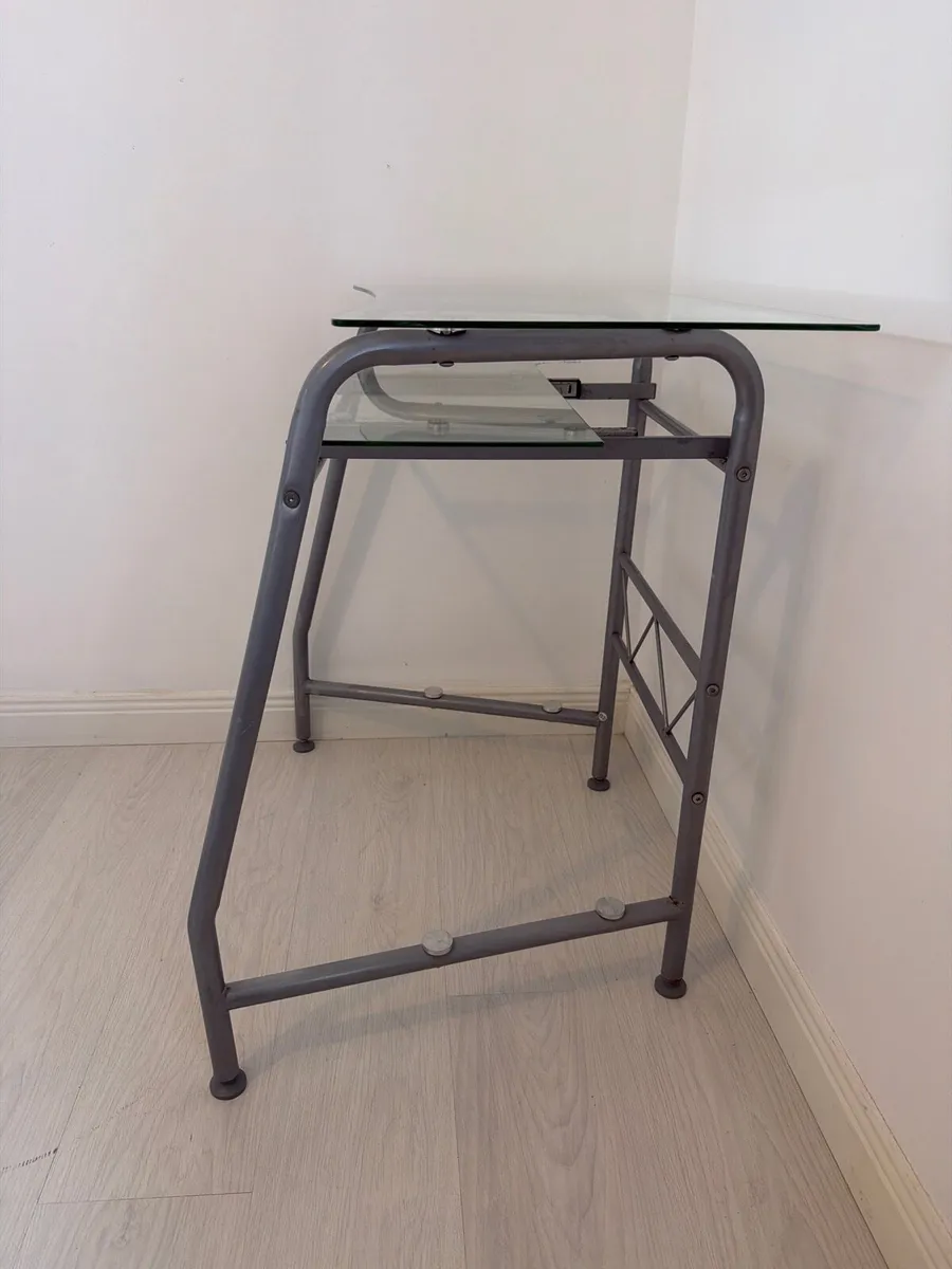 Glass Computer Desk with Two Shelves – €50 ONO - Image 2