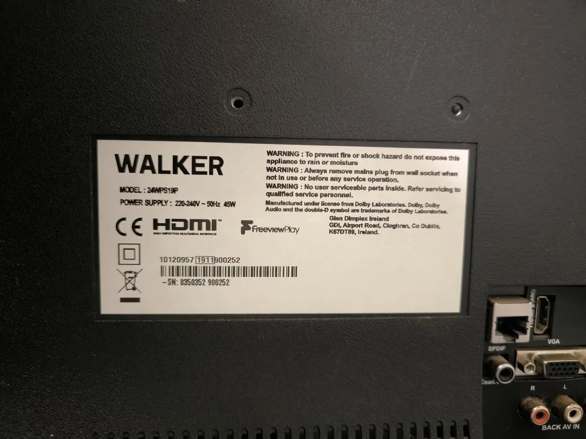 For sale: Walker 24-inch LED TV (Model: 24WPS19P) - Image 4