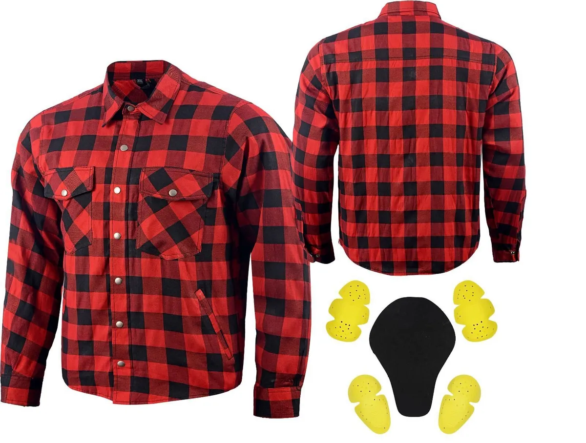 Red & Black Kevlar Motorcycle Shirt - Image 2