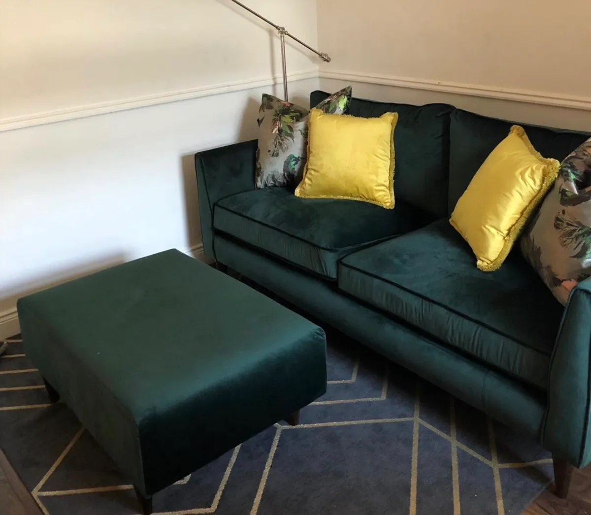 3 seater sofa & footstool - Image 1