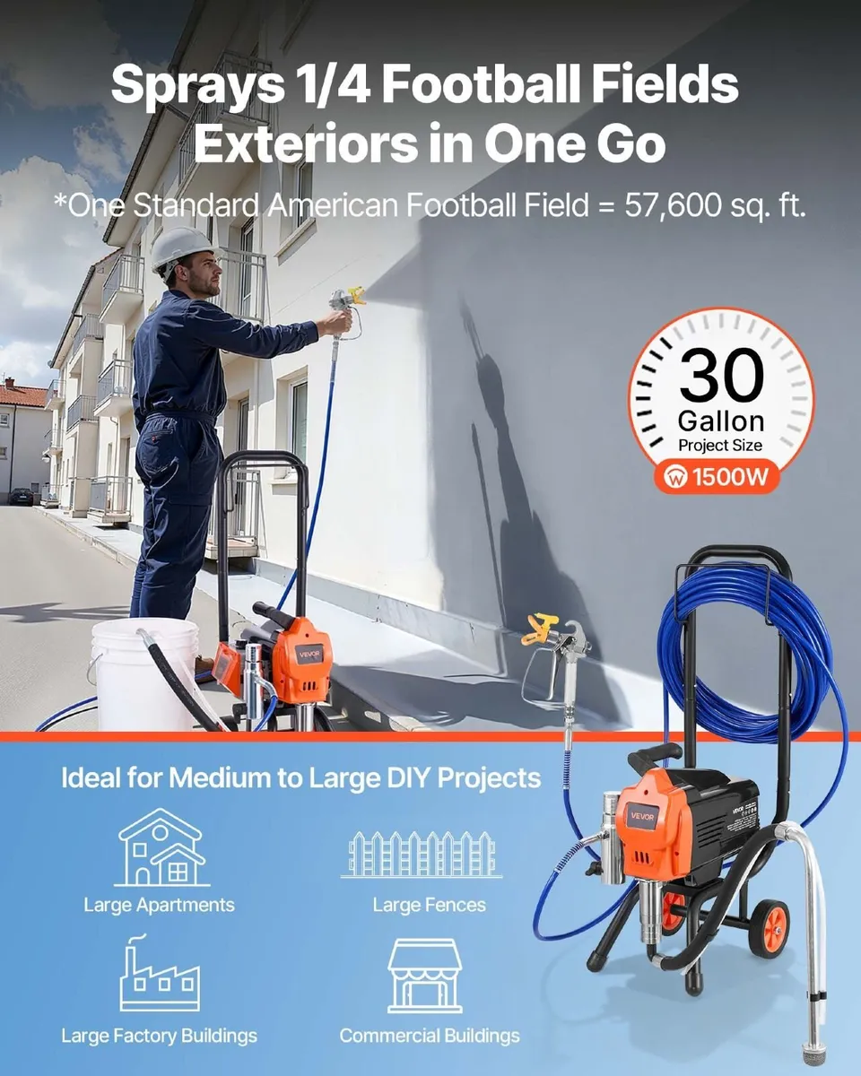 1500W Airless Paint Sprayer with Cart - Image 1