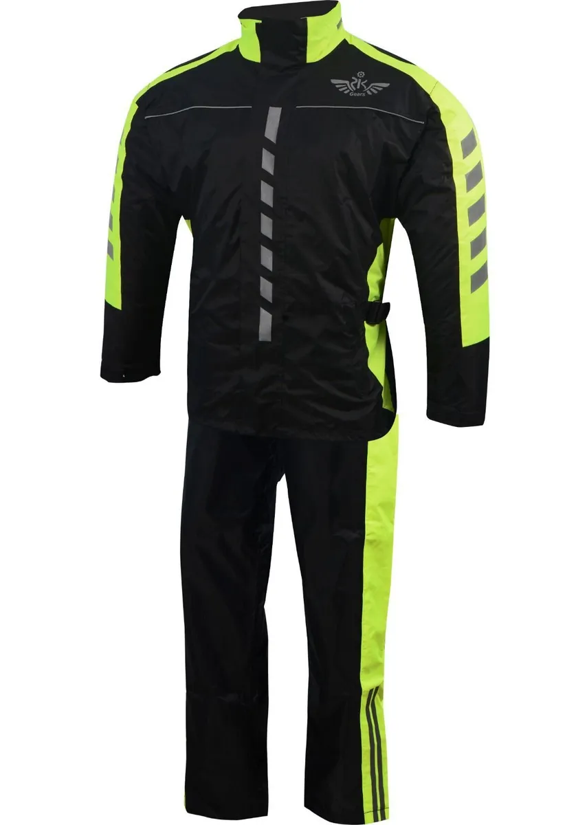 Black & Neon Yellow Waterproof Rain Sui - Image 1