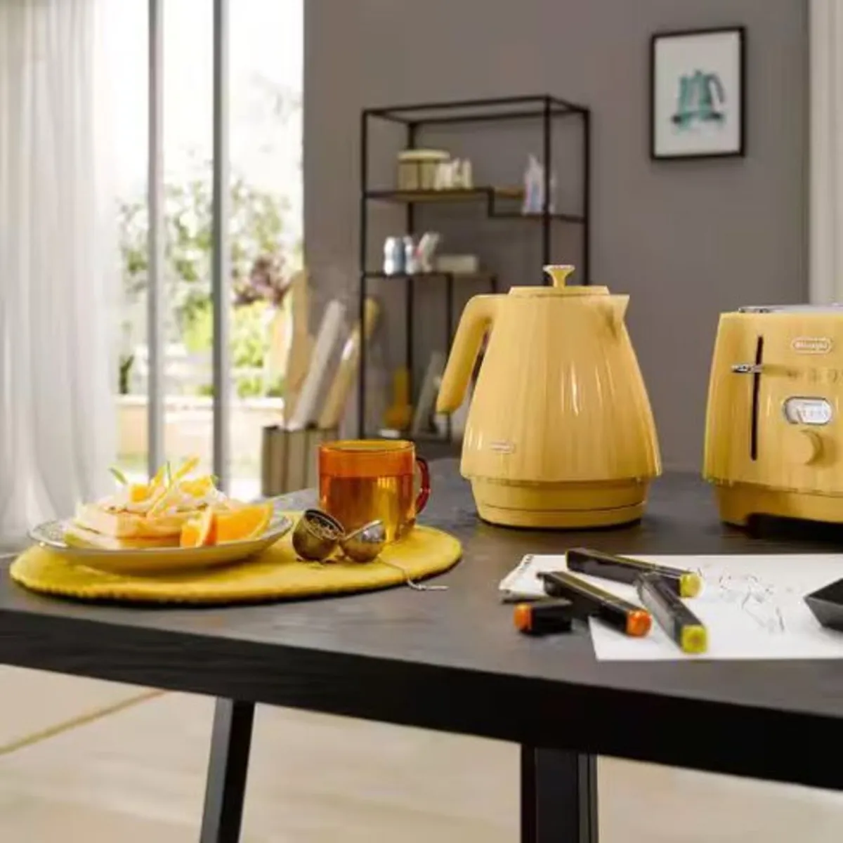 Yellow Gold Kettle and Toaster Set - Image 1