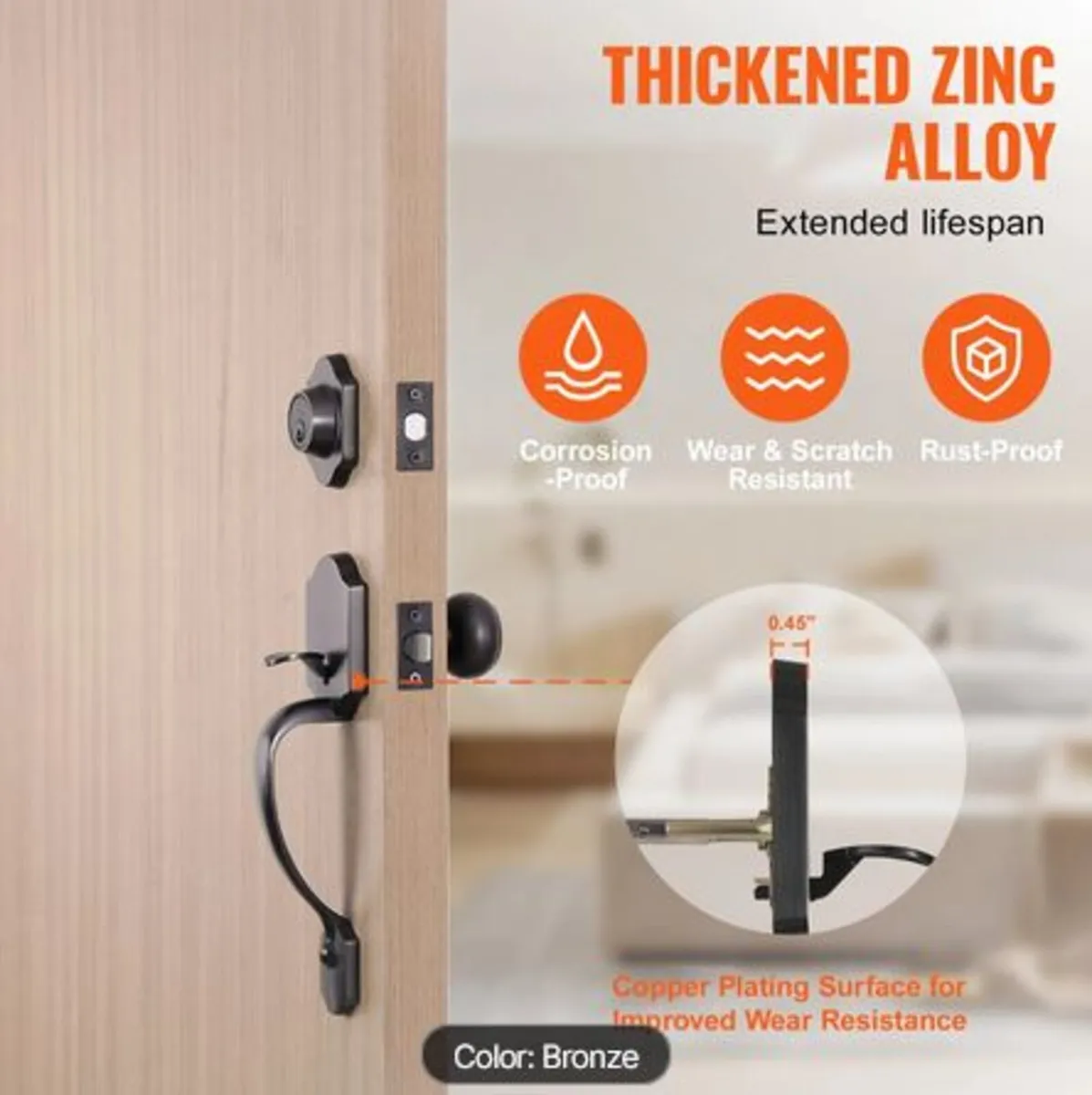 Front Door Handle and Deadbolt Set,Front Door Lock - Image 4