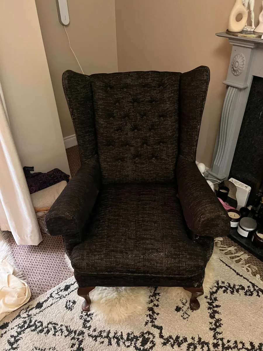 Charcoal Wingback Arm Chair - Image 3