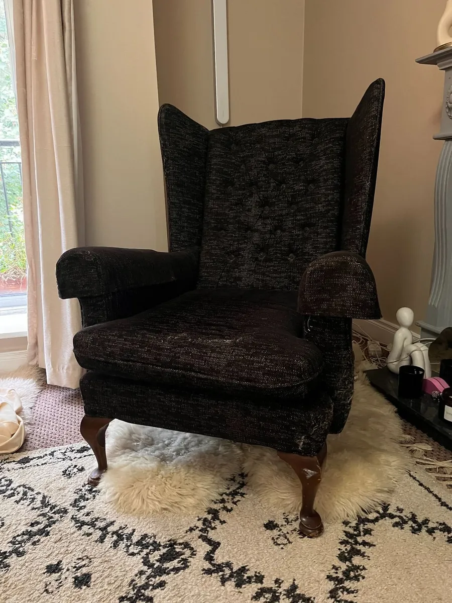 Charcoal Wingback Arm Chair - Image 1