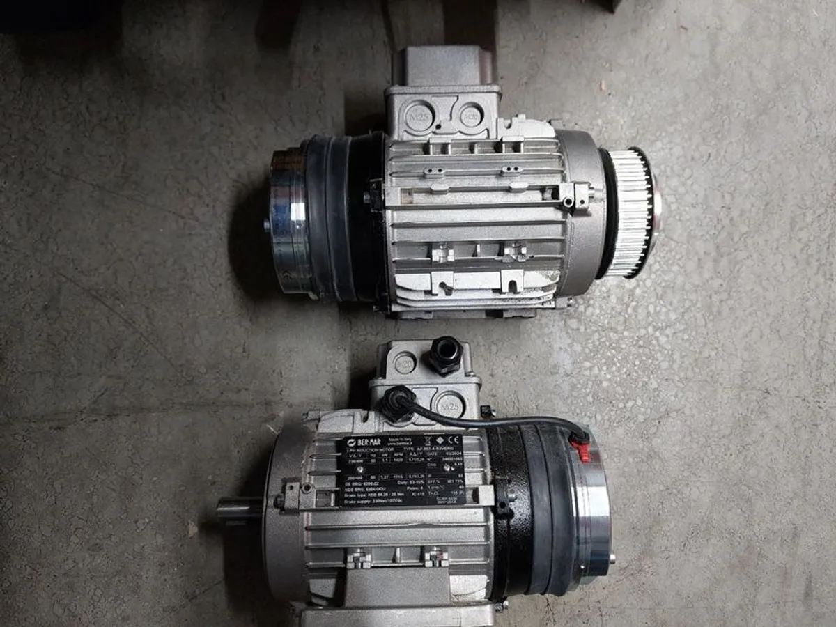 BER-MAR 1.1kW 3 Phase Brake Motor Working Spares o - Image 1