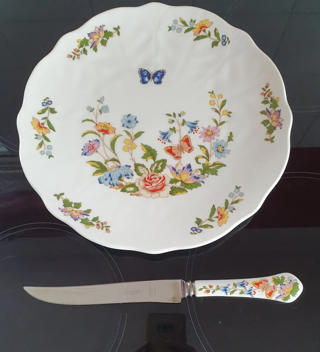 Aynsley 'Cottage Garden' Cake Plate & Knife - Image 2