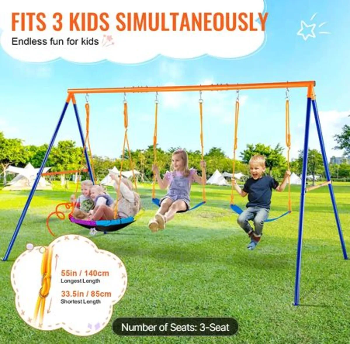 Swing Sets for Backyard,600lbs Load Capacity Swing - Image 2