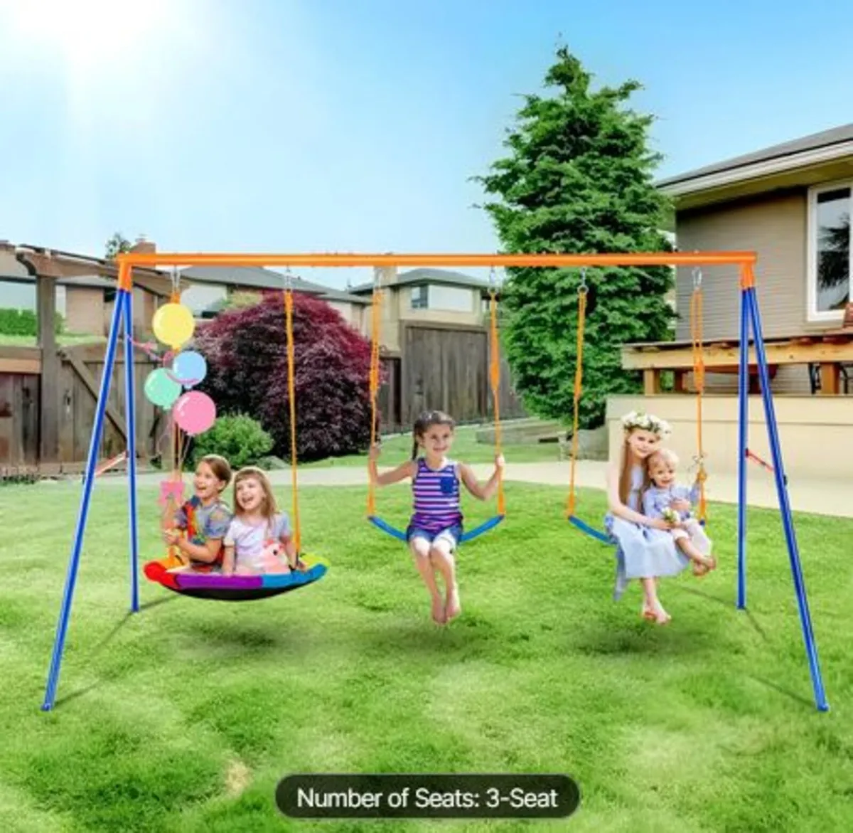Swing Sets for Backyard,600lbs Load Capacity Swing - Image 1