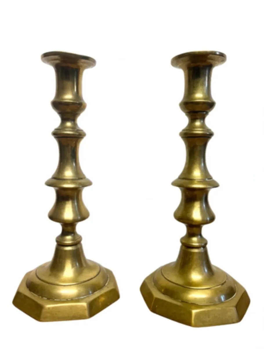 Antique brass candle holders
