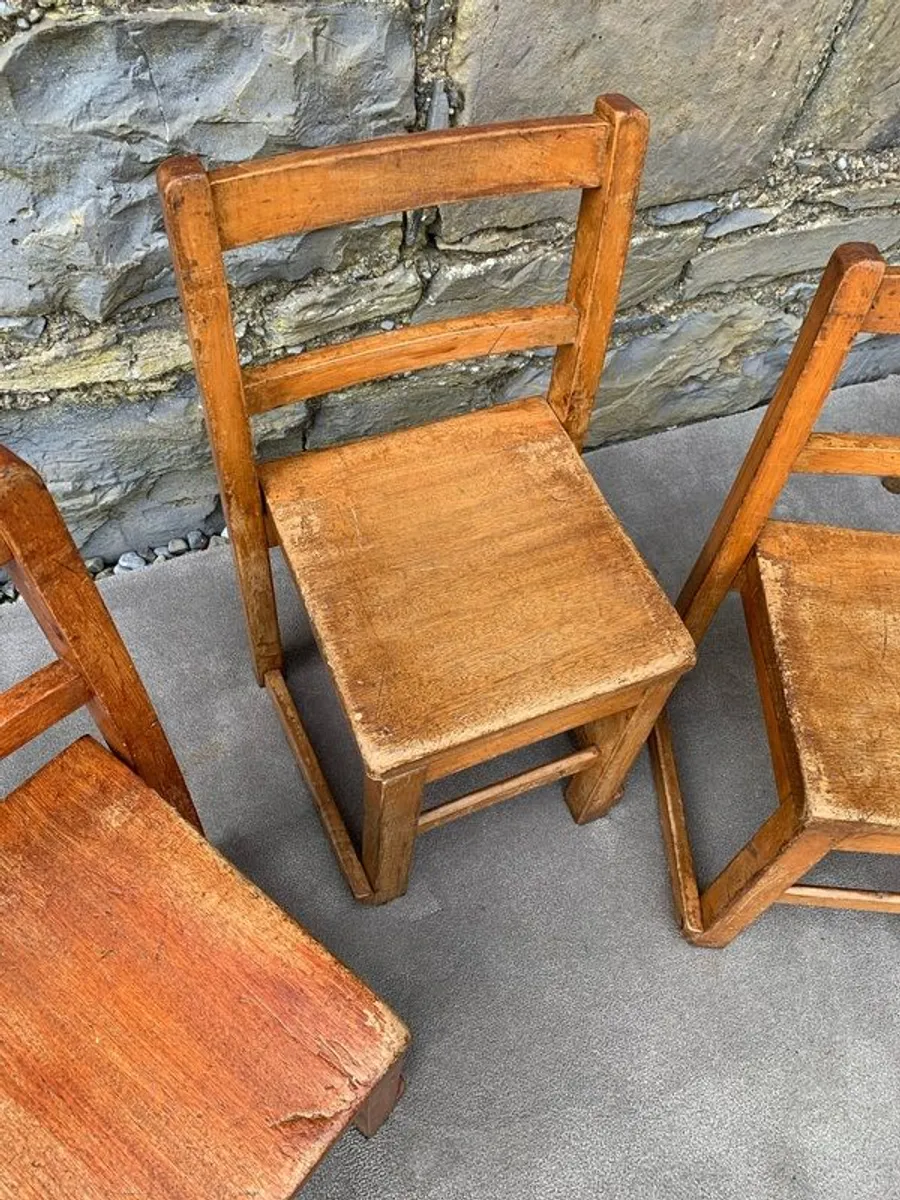 Set of 3 antique Oak childs chairs. - Image 3