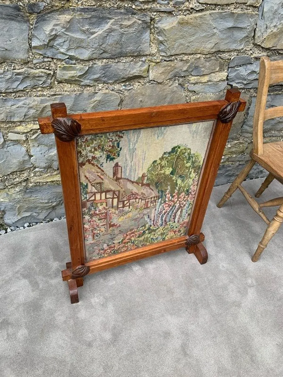 Antique needlepoint Firescreen. - Image 3
