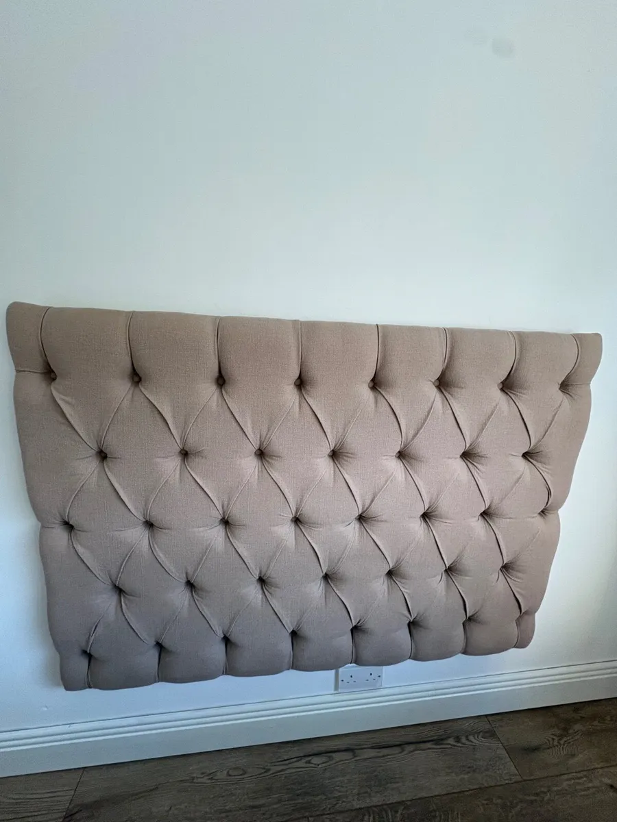 Beige Button-Tufted Double Bed Headboard - Image 2