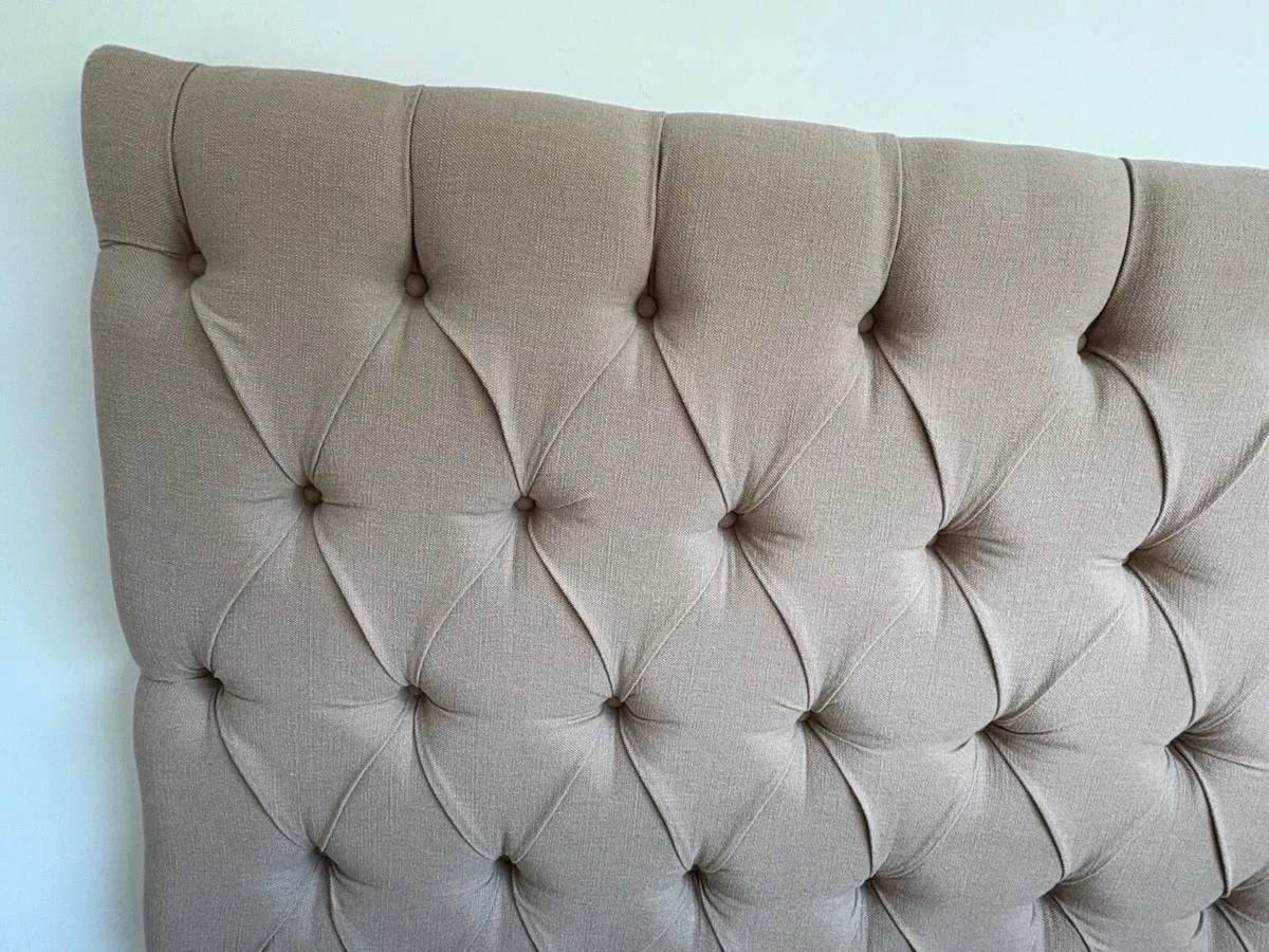 Beige Button-Tufted Double Bed Headboard - Image 3
