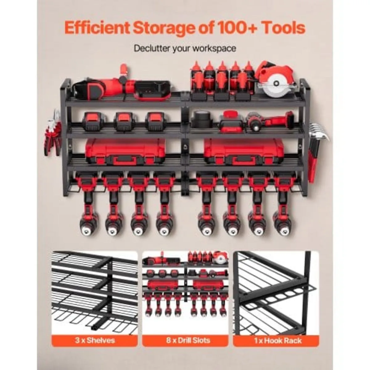 Power Tool Organizer Wall Mount, 4-Layer Storage R - Image 2