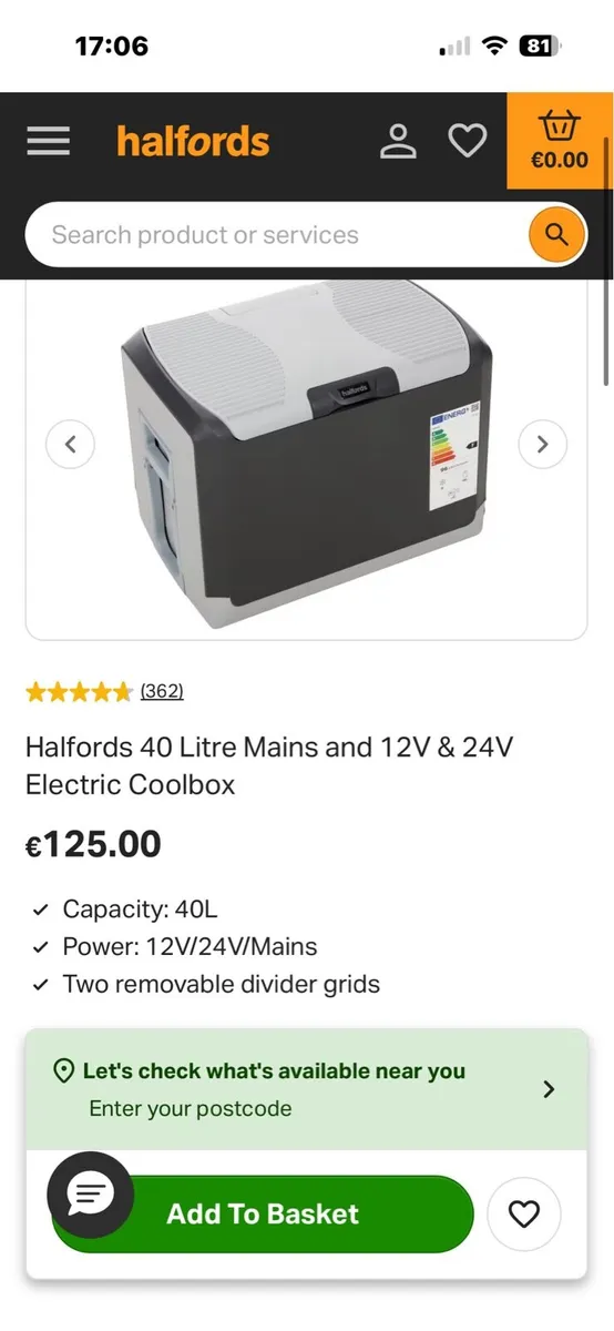 Halfords 40L electric cool box - Image 1