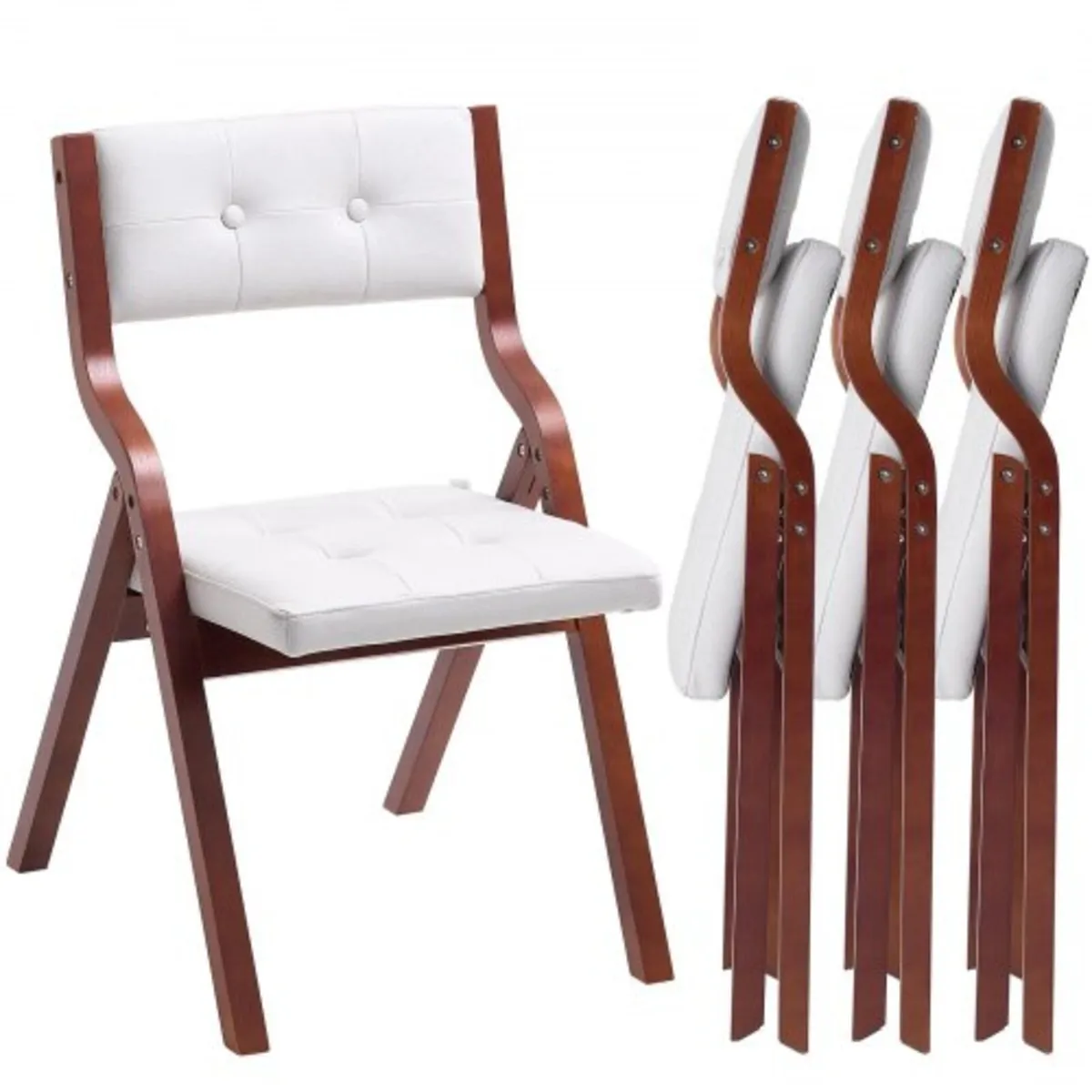Wooden Folding Chairs with Cushion, Set of 4, Port - Image 1