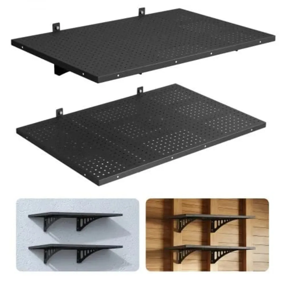 2-Tier Heavy Duty Wall Garage Shelving, 610 x 914 - Image 1