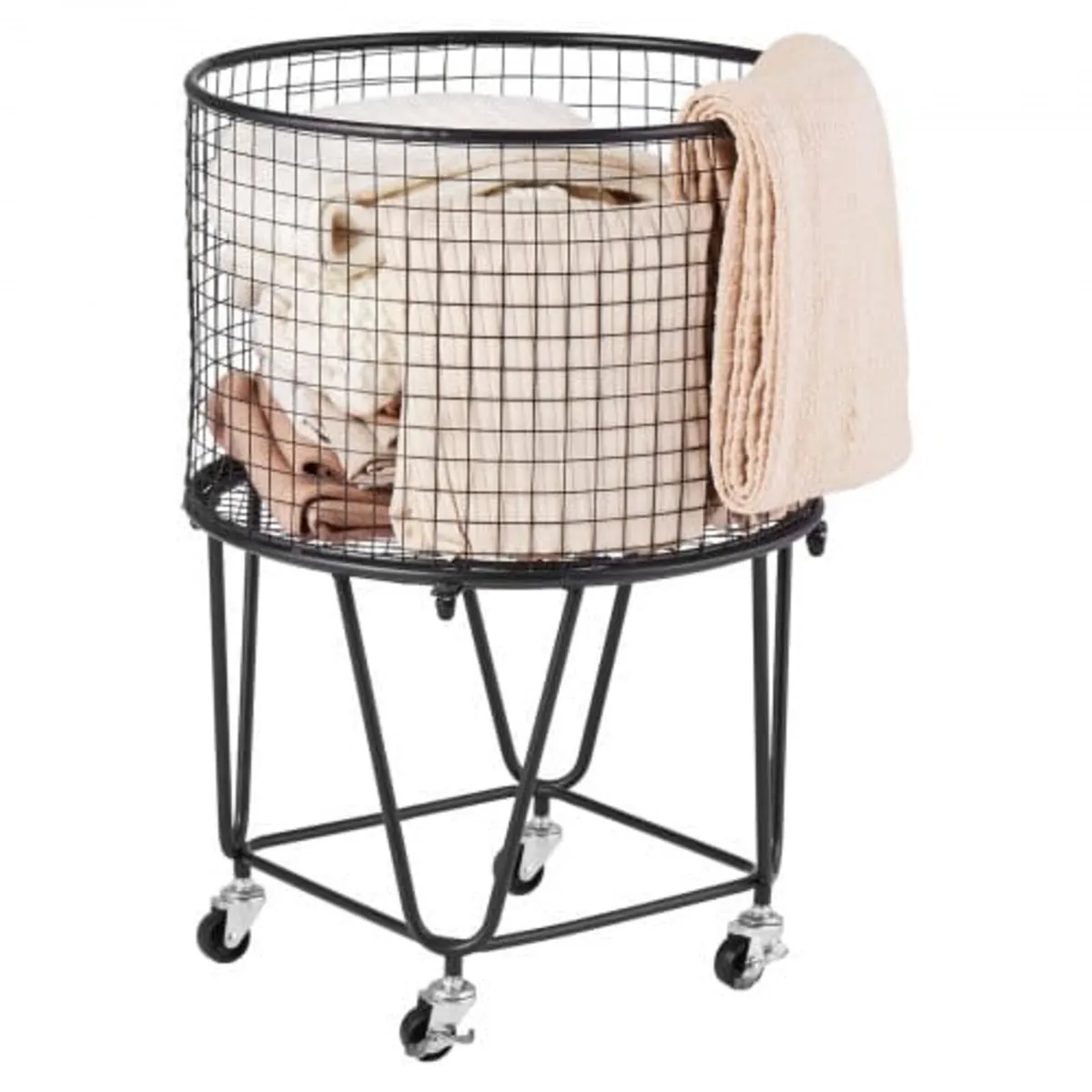 Laundry Cart, Rolling Round Grocery Utility Cart w - Image 1