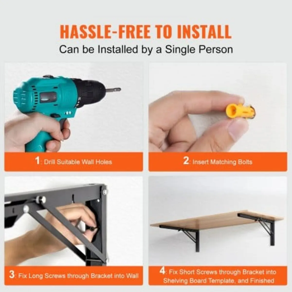 Shelf Bracket Foldable, 24” L 2 Pcs , Heavy Duty F - Image 2