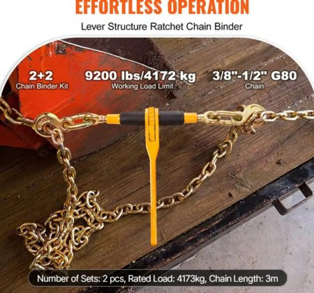 Chain and Binder Kit,3/8"-1/2" Ratchet Load Binder - Image 2