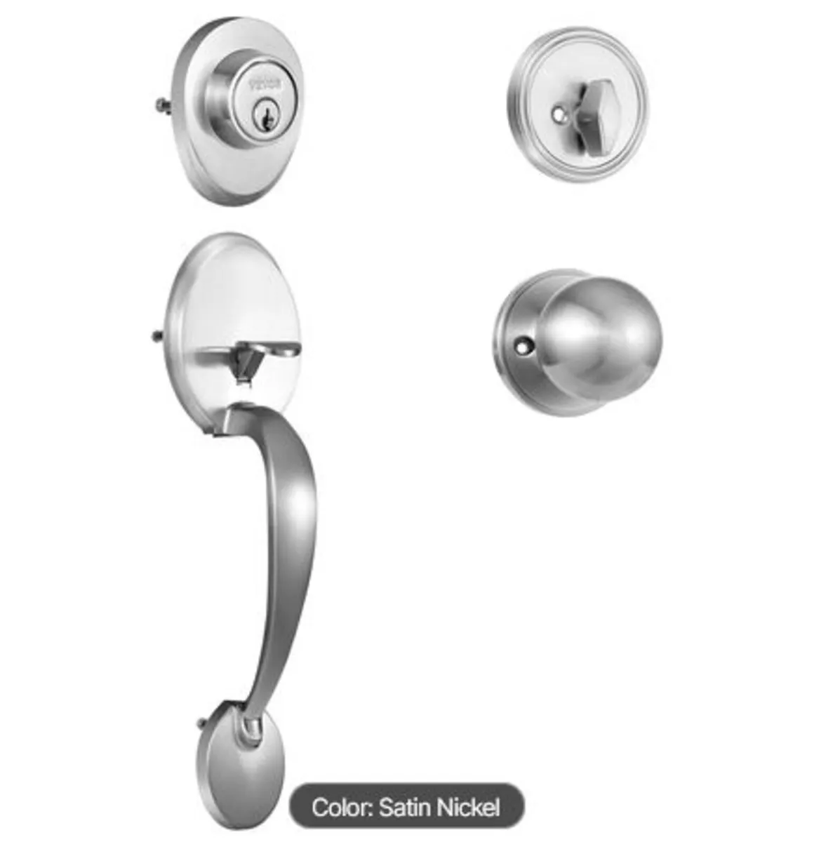 Front Door Handle and Deadbolt Set, Satin Nickel - Image 1
