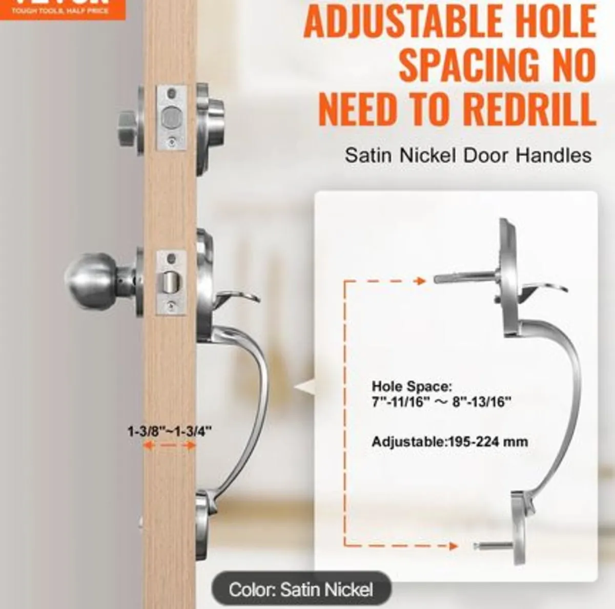 Front Door Handle and Deadbolt Set, Satin Nickel - Image 2