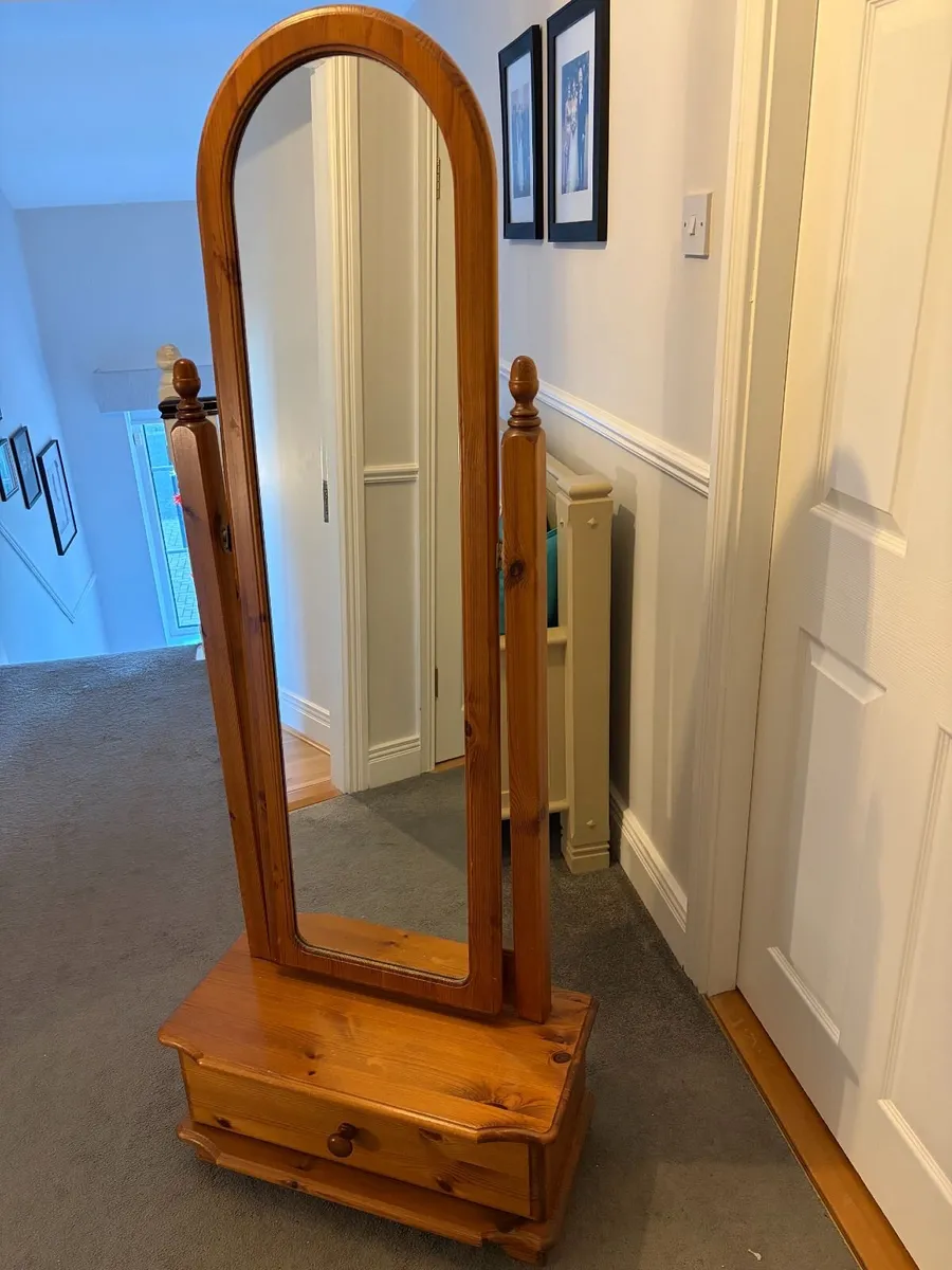 Full Length Swivel Mirror with Drawer - Image 1