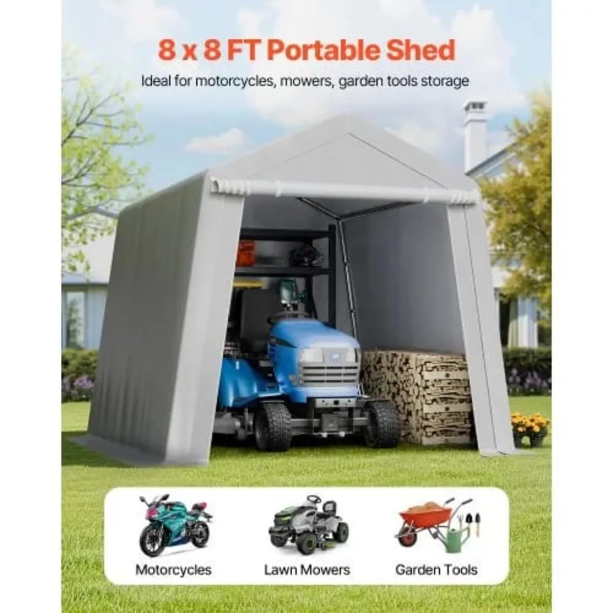 Outdoor Storage Shed, 8 x 8 ft Portable Storage Te - Image 3