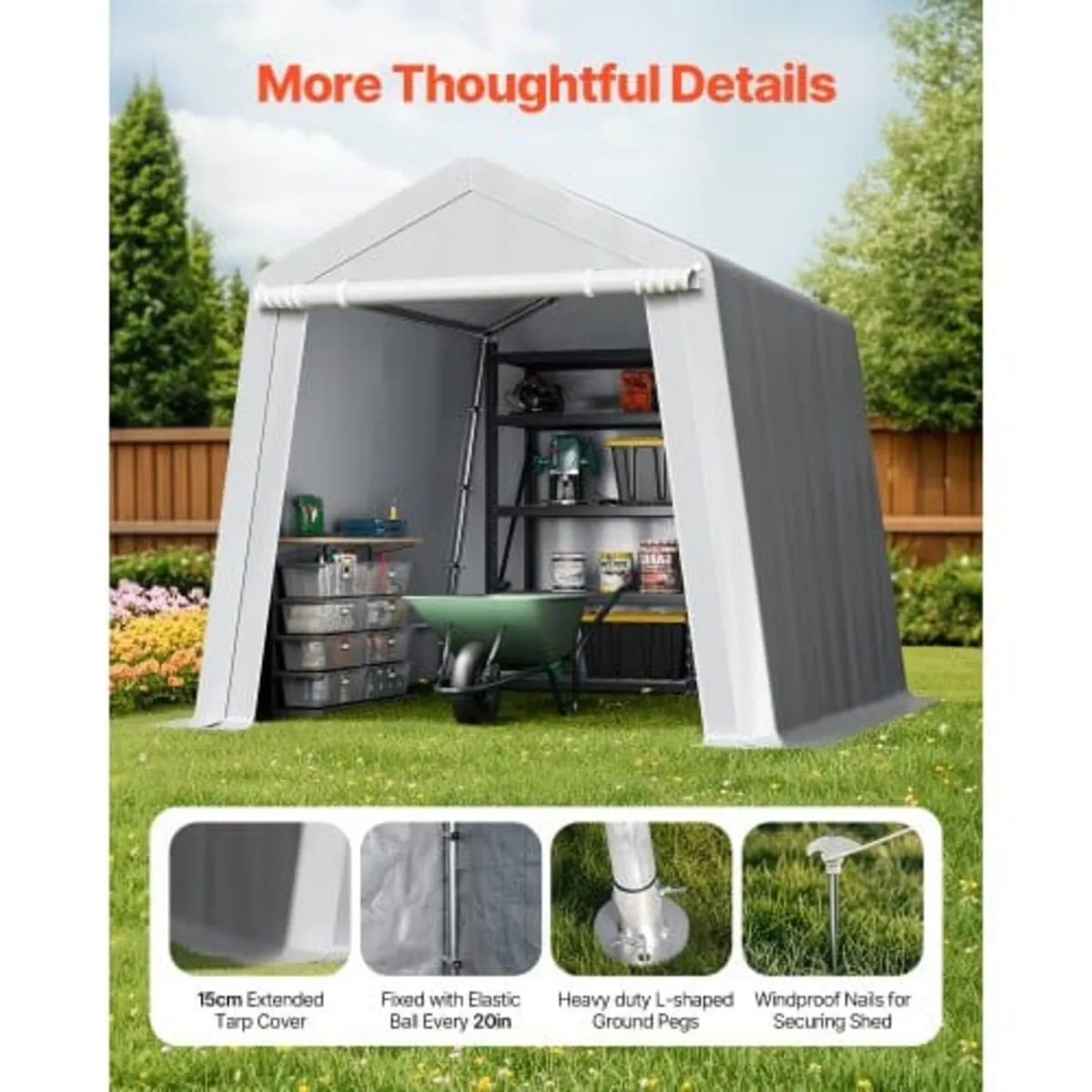 Outdoor Storage Shed, 8 x 8 ft Portable Storage Te - Image 4
