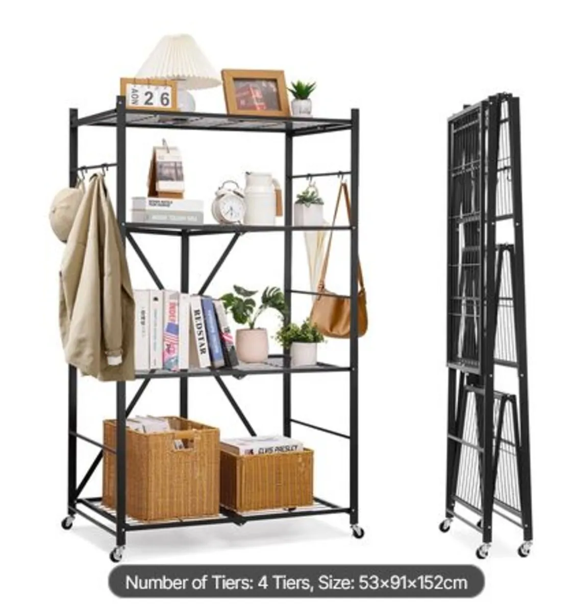 4-Tier Foldable Storage Shelf,36W x 21D x 60H Inch - Image 1