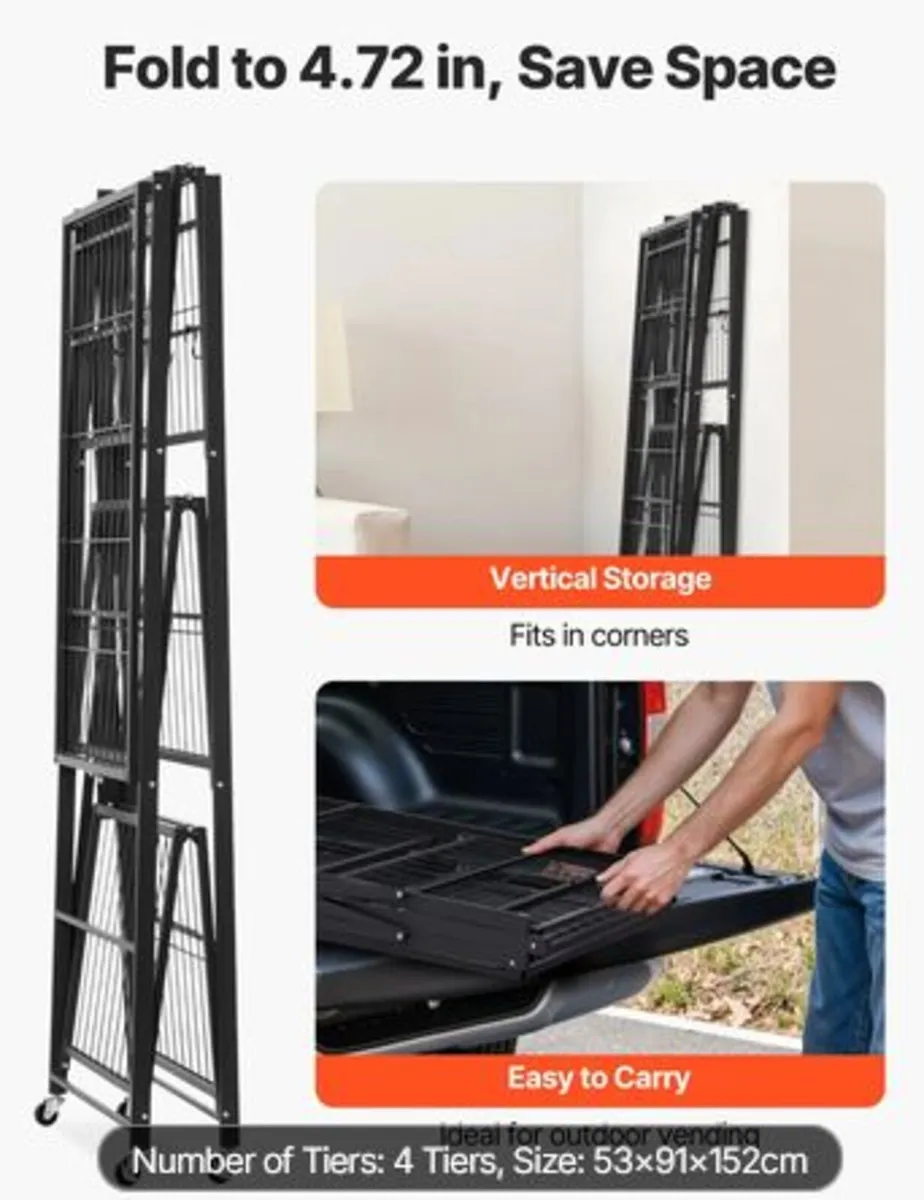 4-Tier Foldable Storage Shelf,36W x 21D x 60H Inch - Image 4